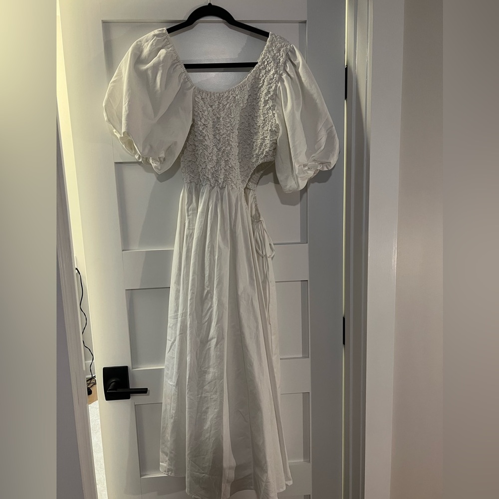 Sofie the Label white dress with smocked top and side cut out